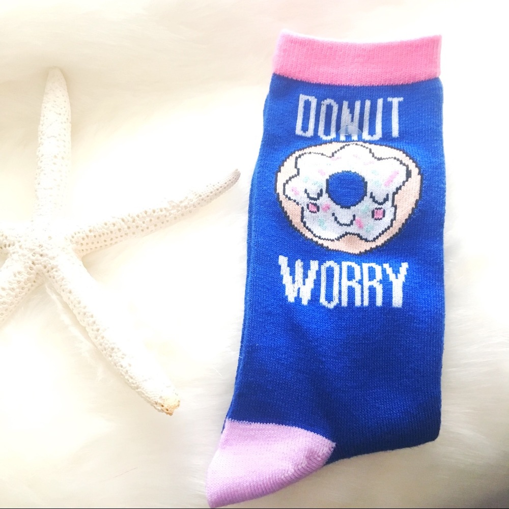 DONUT WORRY Printed Crew Socks New Novelty Gift